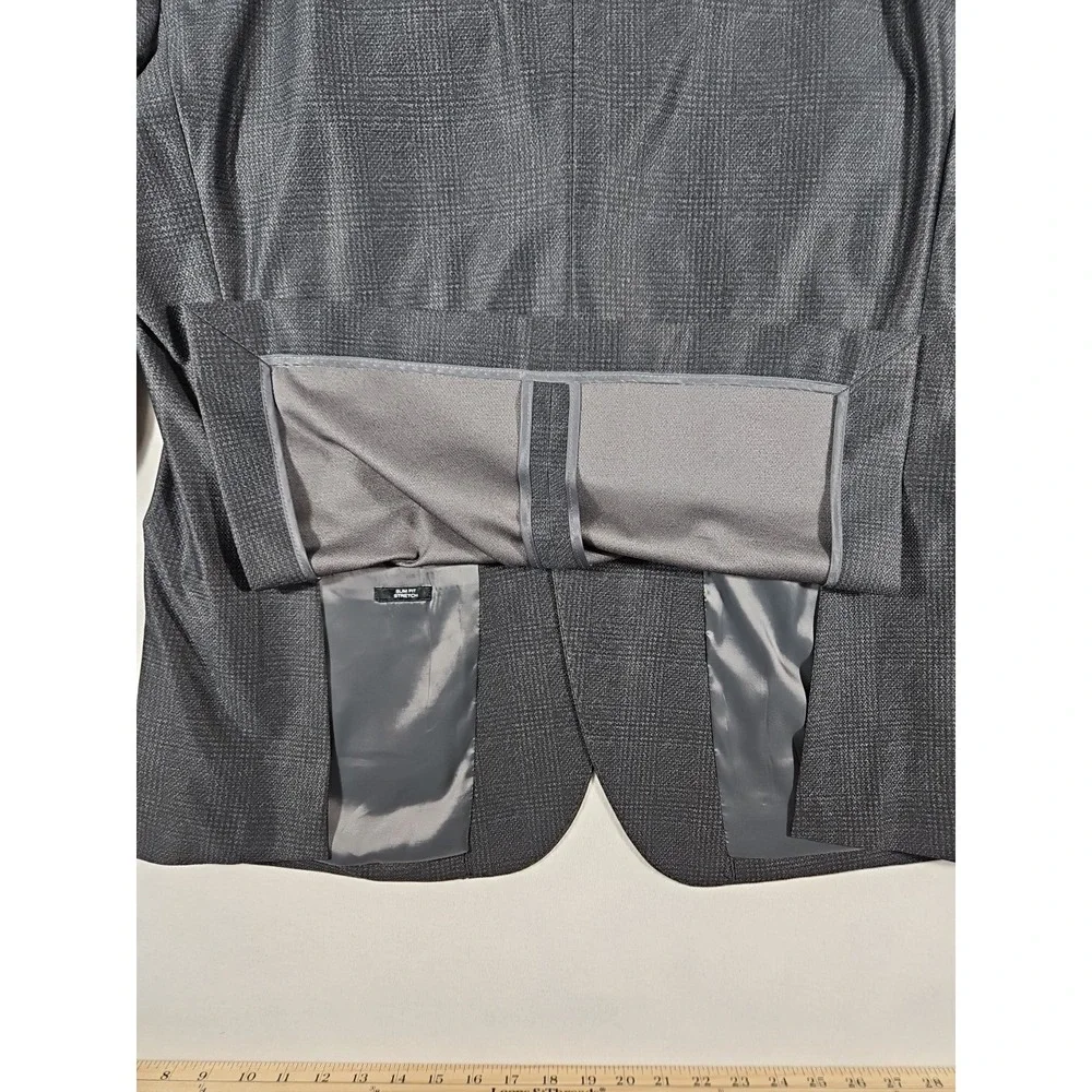 Awearness Kenneth Cole Slim Fit‎ Stretch Dark Gray Glen Plaid 44R Sport Coat